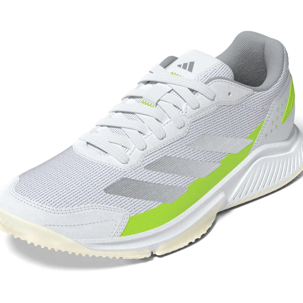 Adidas Courtquick padelschoenen dames cloud white silver metallic lucid lemon