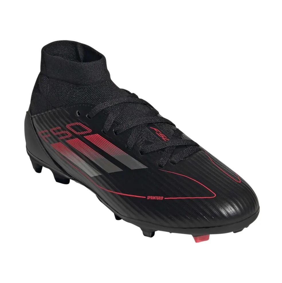 Adidas F50 League Mid FG MG voetbalschoenen junior core black iron metallic lucid red