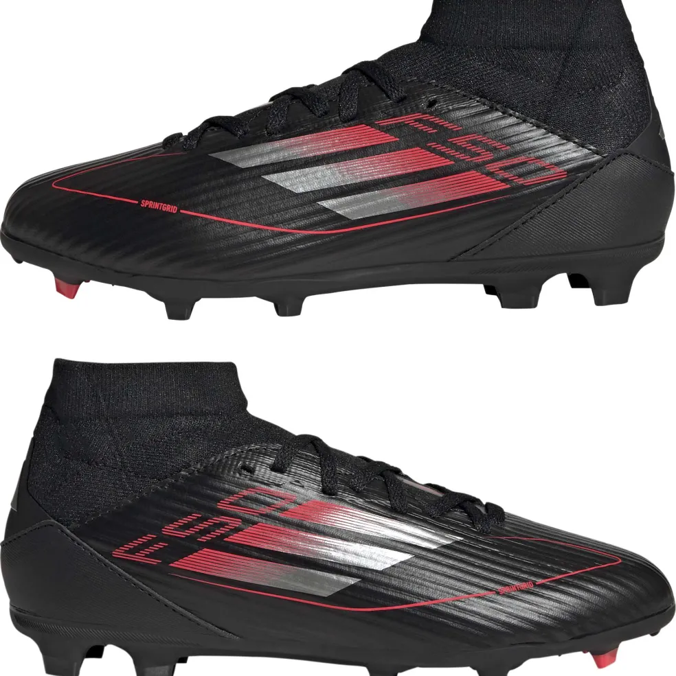 Adidas F50 League Mid FG MG voetbalschoenen junior core black iron metallic lucid red