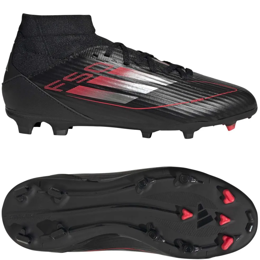 Adidas F50 League Mid FG MG voetbalschoenen junior core black iron metallic lucid red
