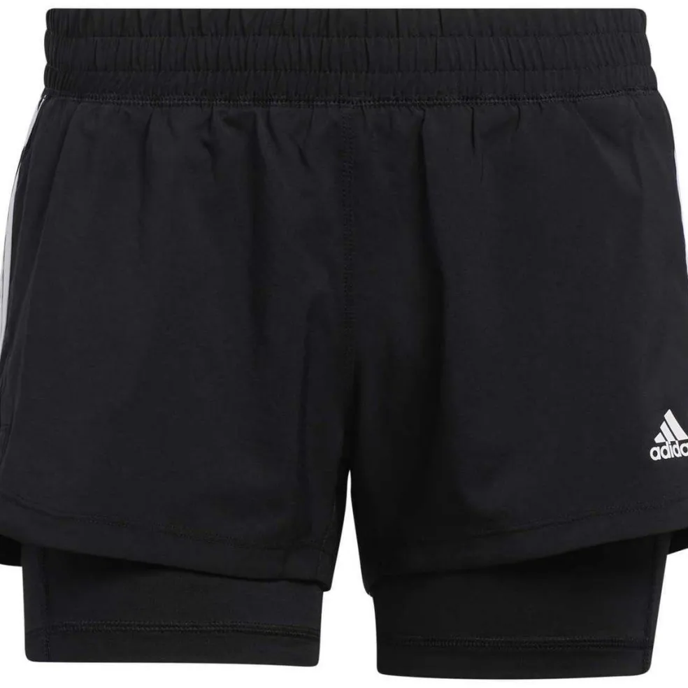 Adidas Pacer 3-Stripes 2-in-1 short dames black