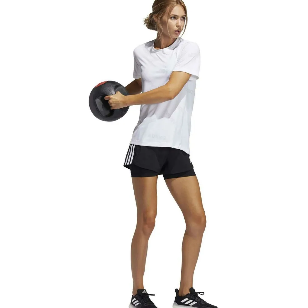 Adidas Pacer 3-Stripes 2-in-1 short dames black