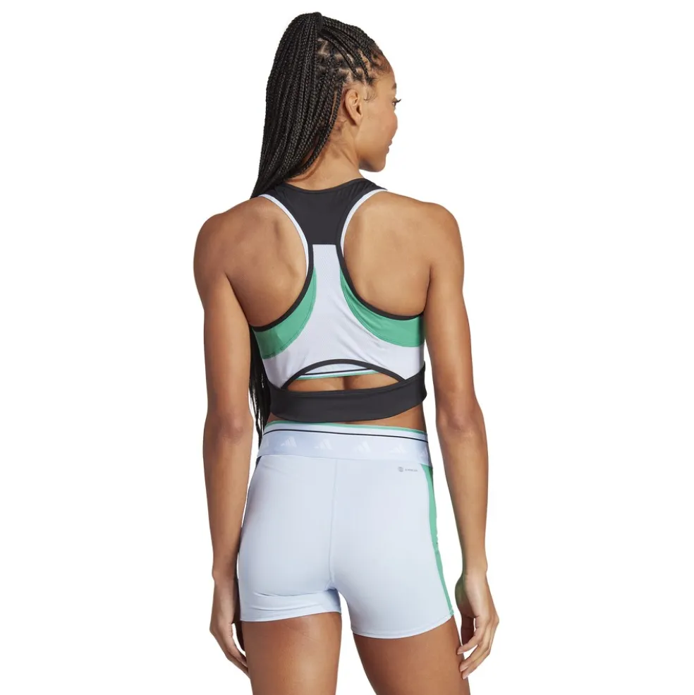Adidas Techfit Colorblock Cropped Training tanktop dames black semi court green