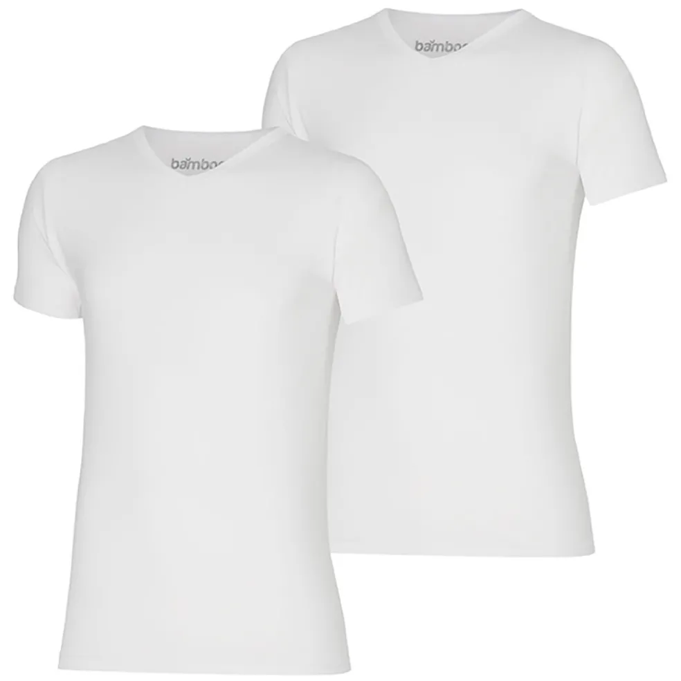 Apollo Bamboo V-hals shirt heren white 2-pack