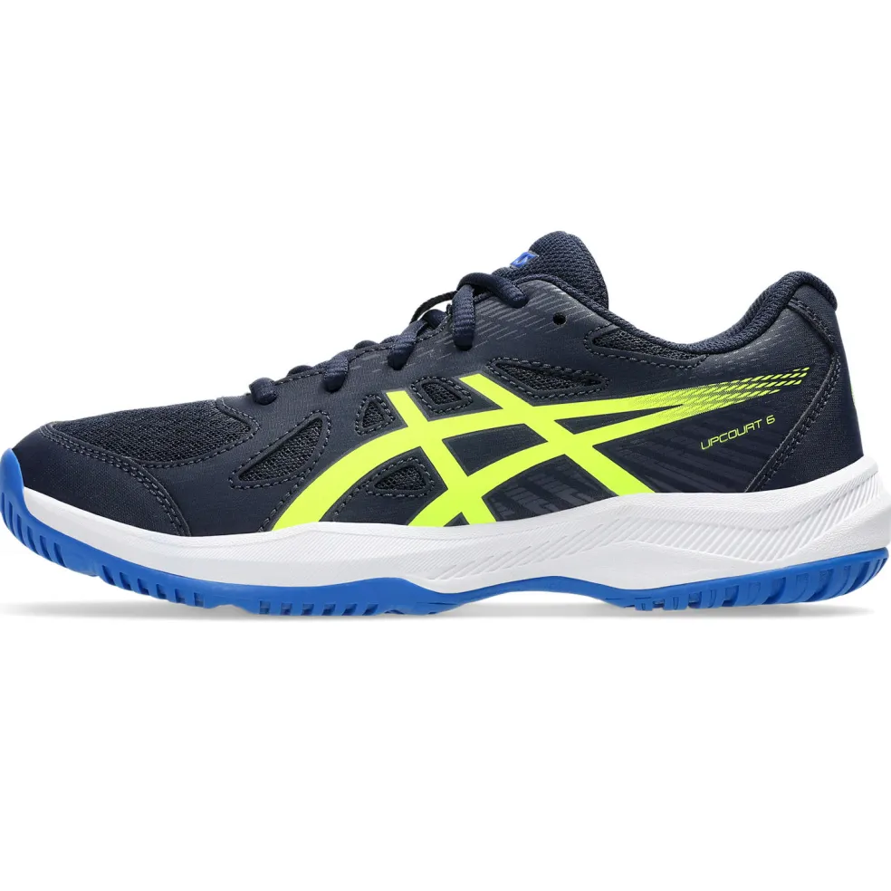 Asics Upcourt 6 GS indoorschoenen junior midnight safety yellow