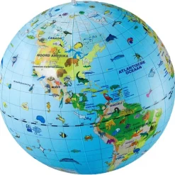 Caly Toys Wereldkaart met dieren opblaasbare bal 50 cm