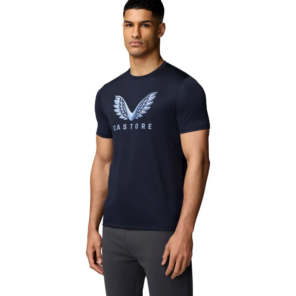 Castore Adapt Short Graphic shirt heren midnight navy sky blue