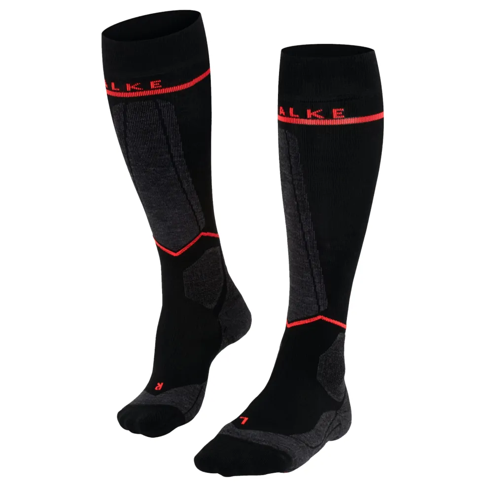 Falke SK Compression Energy skisokken dames black neon red