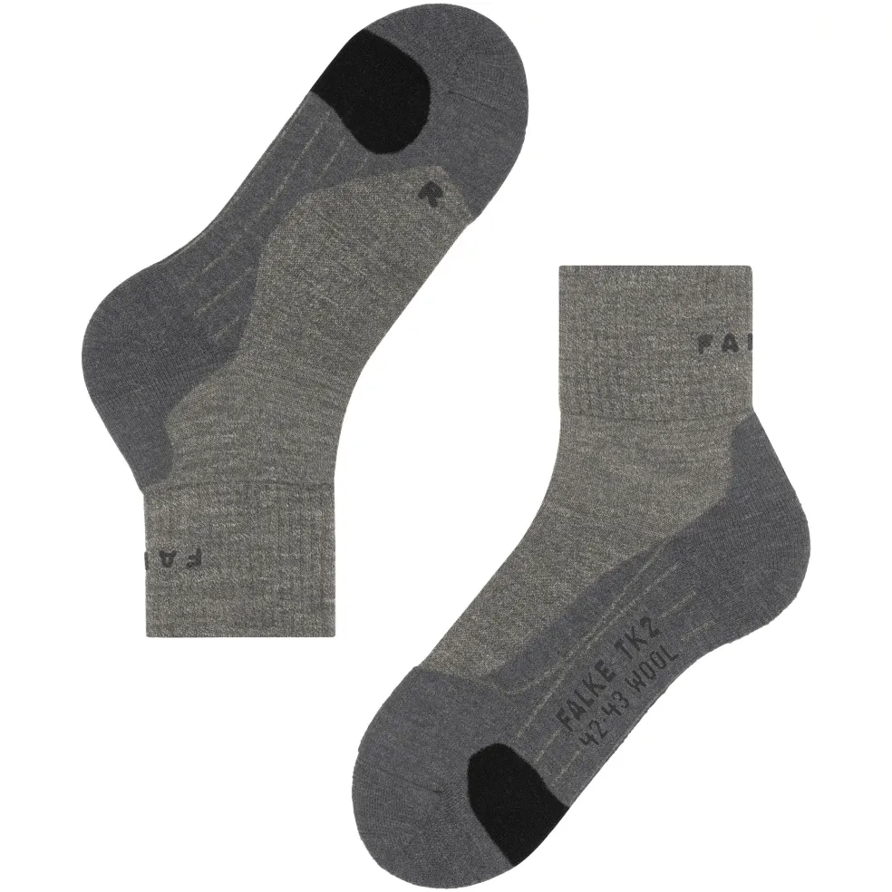 Falke TK2 Short Wool wandelsokken heren kitt mouline