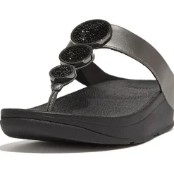 Fitflop Halo Bead-Circle Metallic Toe-Post slippers dames  pewter black