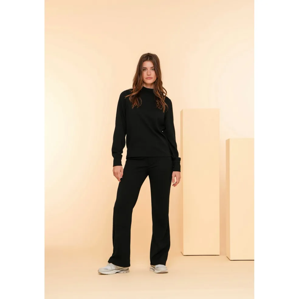 Geisha 42550-21 Solid Jacquard sweater dames black