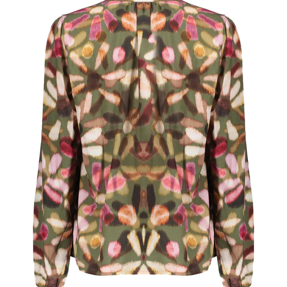 Geisha blouse dames green red