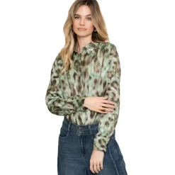 Geisha blouse dames green brown