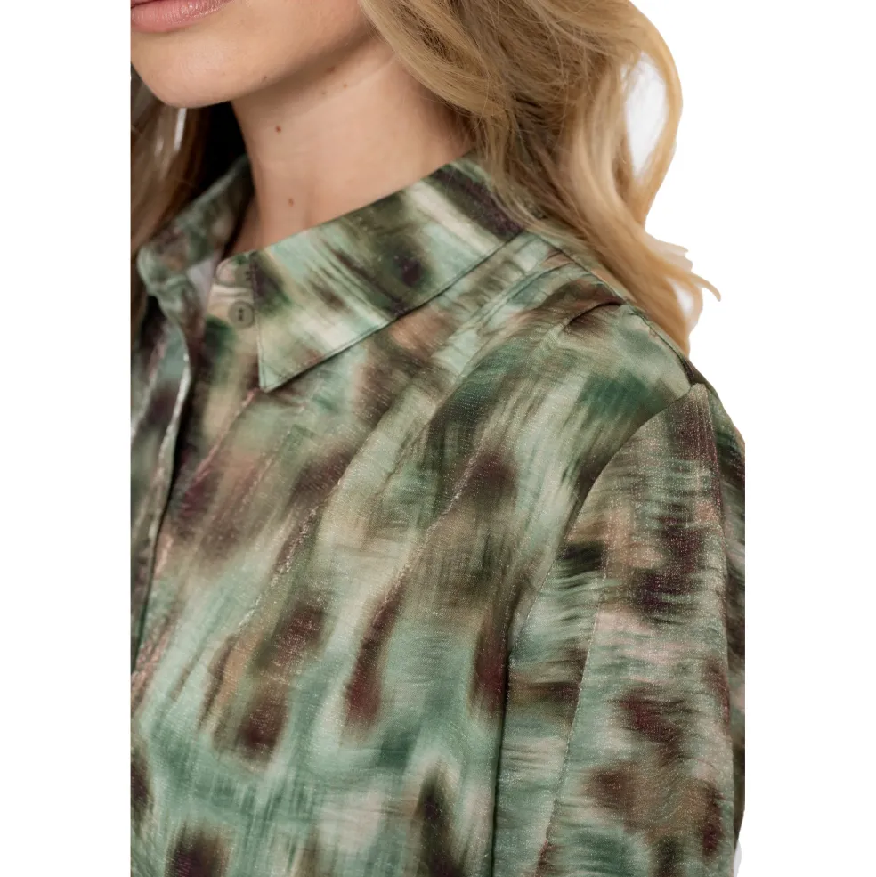 Geisha blouse dames green brown