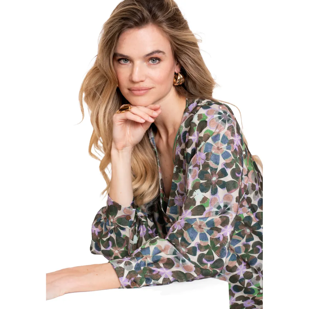 Geisha blouse dames lila green