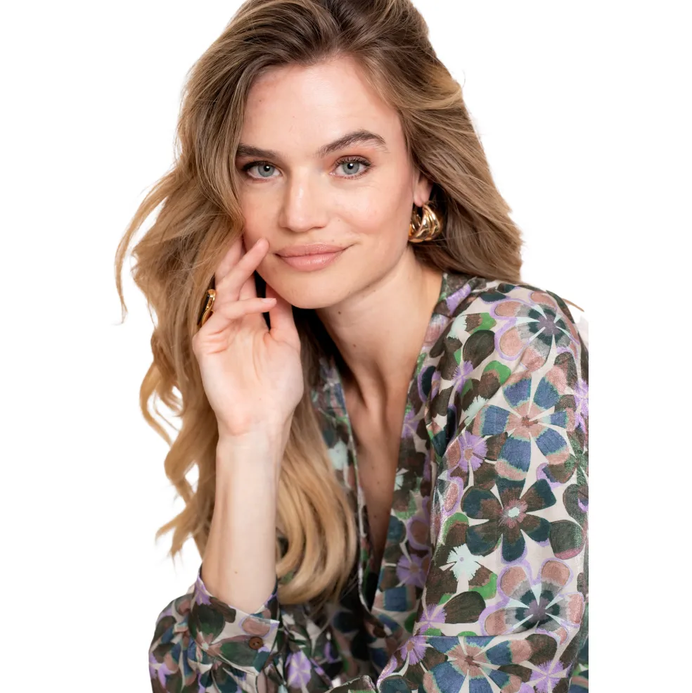 Geisha blouse dames lila green