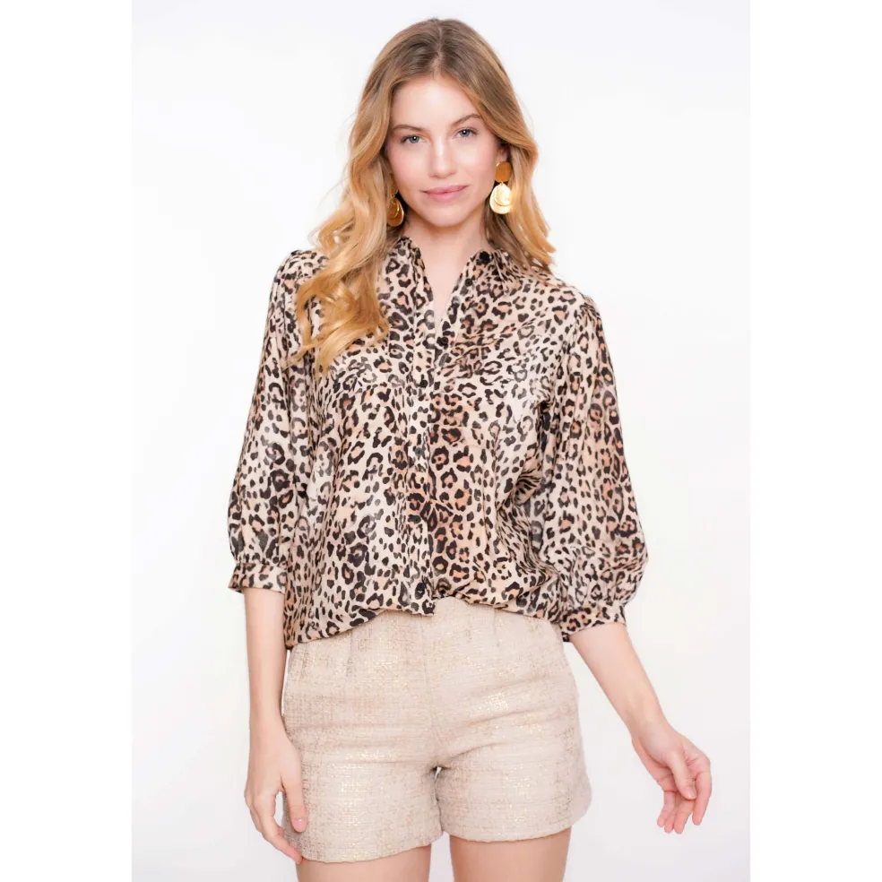 Geisha blouse dames sand black