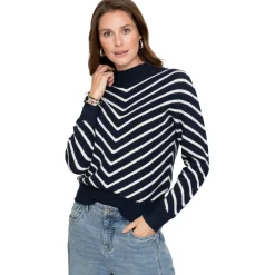 Geisha sweater dames navy off white