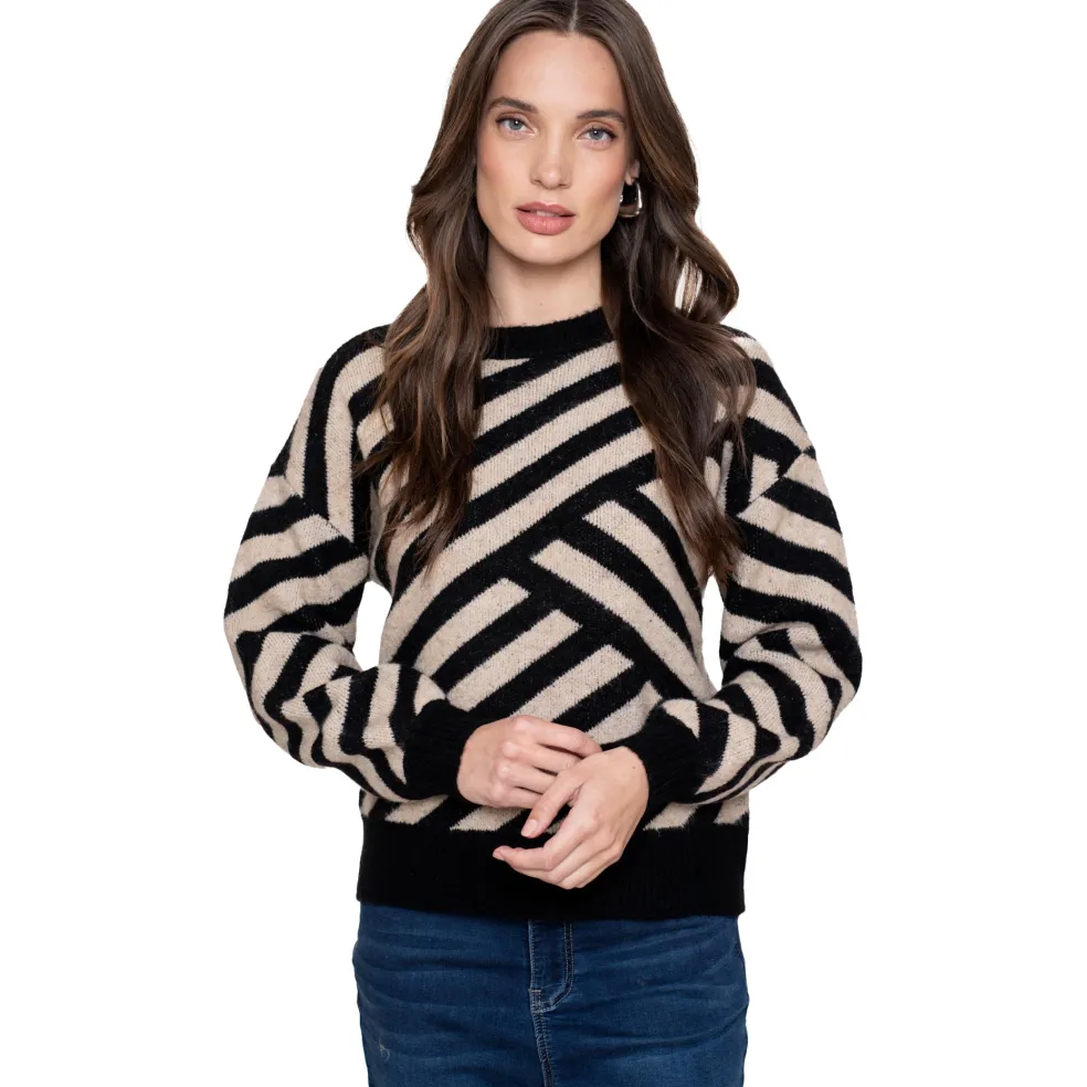 Geisha sweater dames sand black