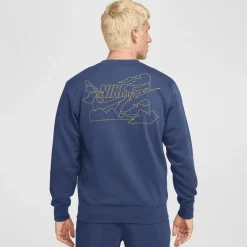 Nike Club FT Crew Bolt sweater heren midnight navy  lightening