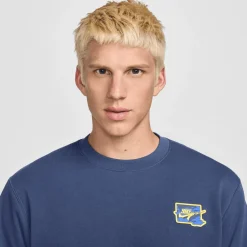 Nike Club FT Crew Bolt sweater heren midnight navy  lightening