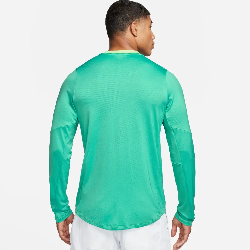 Nike Court Dri-FIT Advantage tennisshirt heren washed teal lime blast white