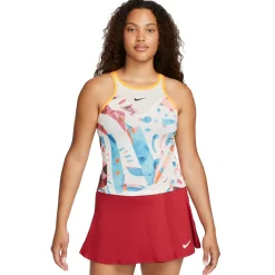 Nike Court Dri-FIT Slam tennis tanktop dames white coconut milk sundial black
