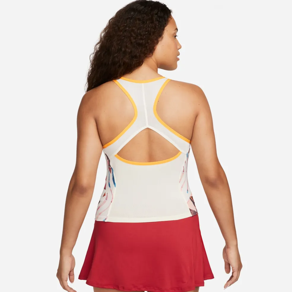 Nike Court Dri-FIT Slam tennis tanktop dames white coconut milk sundial black