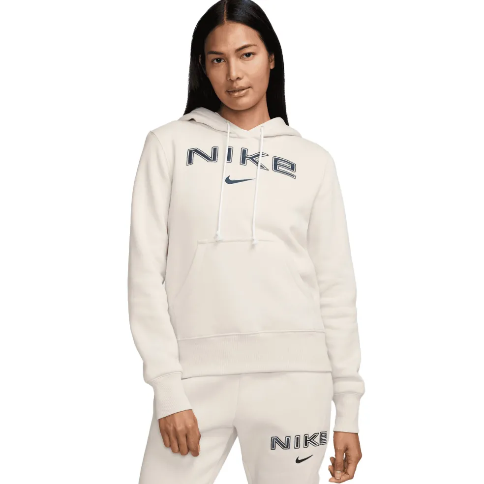 Nike Sportswear Phoenix Fleece Logo hoodie dames light orewood brown white armor