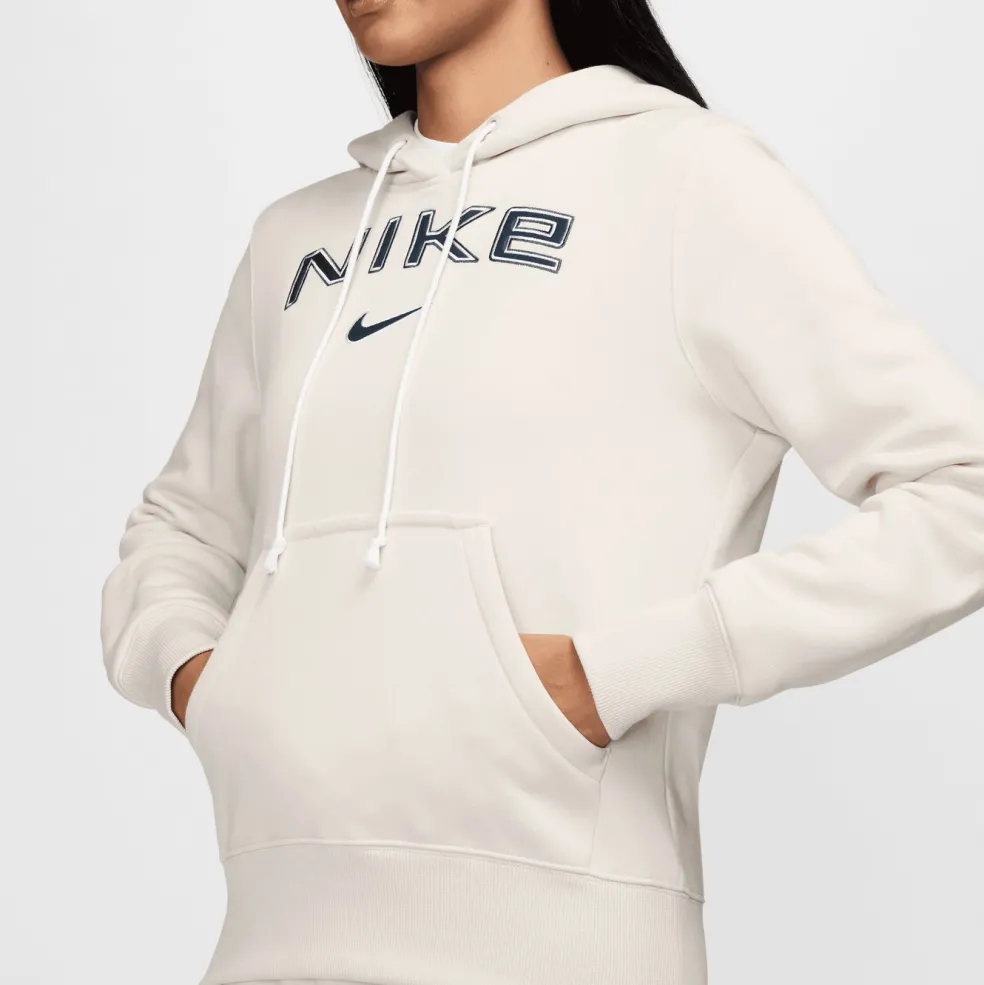 Nike Sportswear Phoenix Fleece Logo hoodie dames light orewood brown white armor