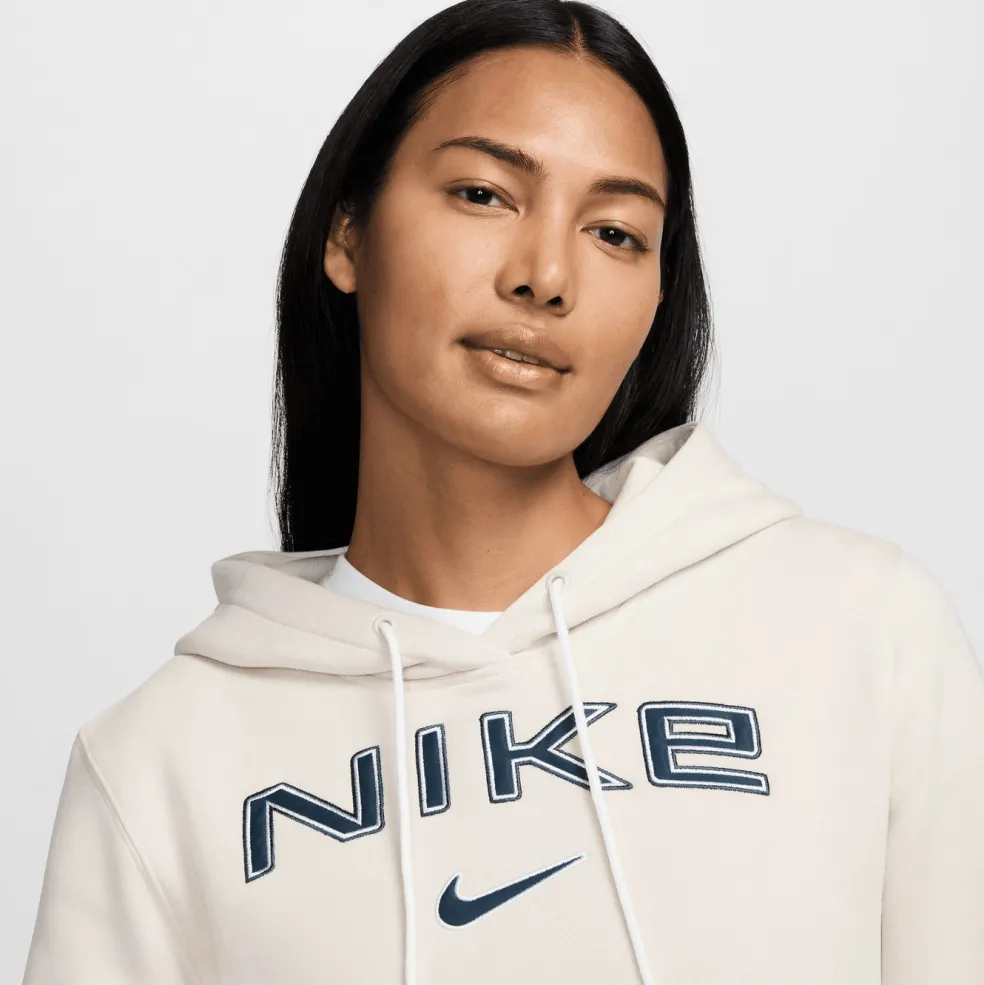 Nike Sportswear Phoenix Fleece Logo hoodie dames light orewood brown white armor