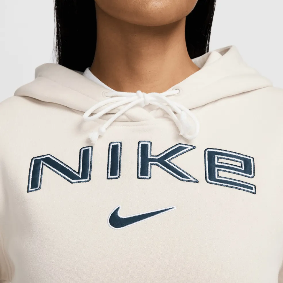 Nike Sportswear Phoenix Fleece Logo hoodie dames light orewood brown white armor