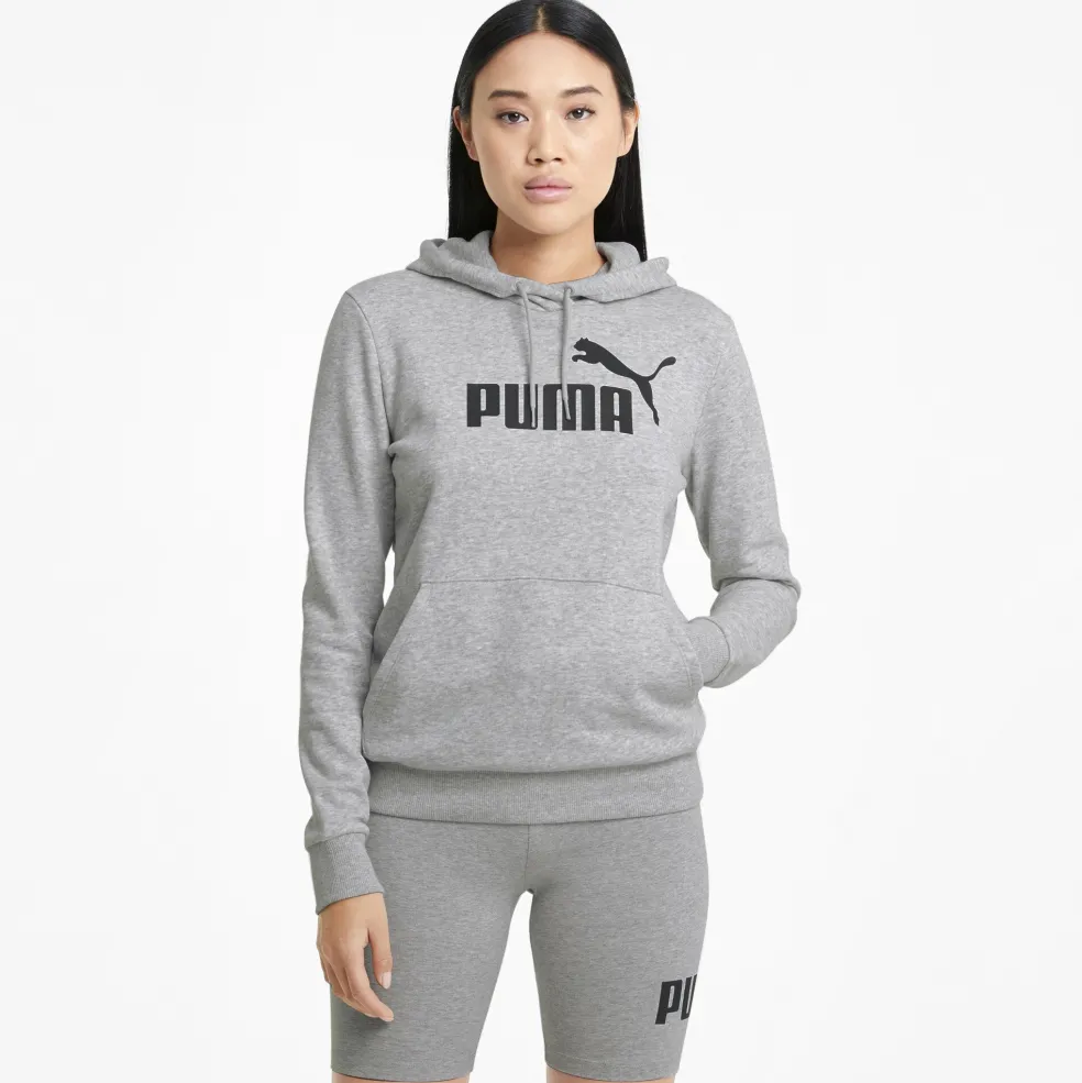 Puma Essentials Logo hoodie dames light grey heather