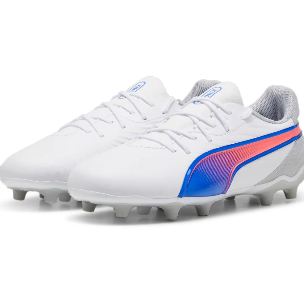 Puma KING MATCH FG AG voetbalschoenen junior PUMA white bluemazing flat light grey