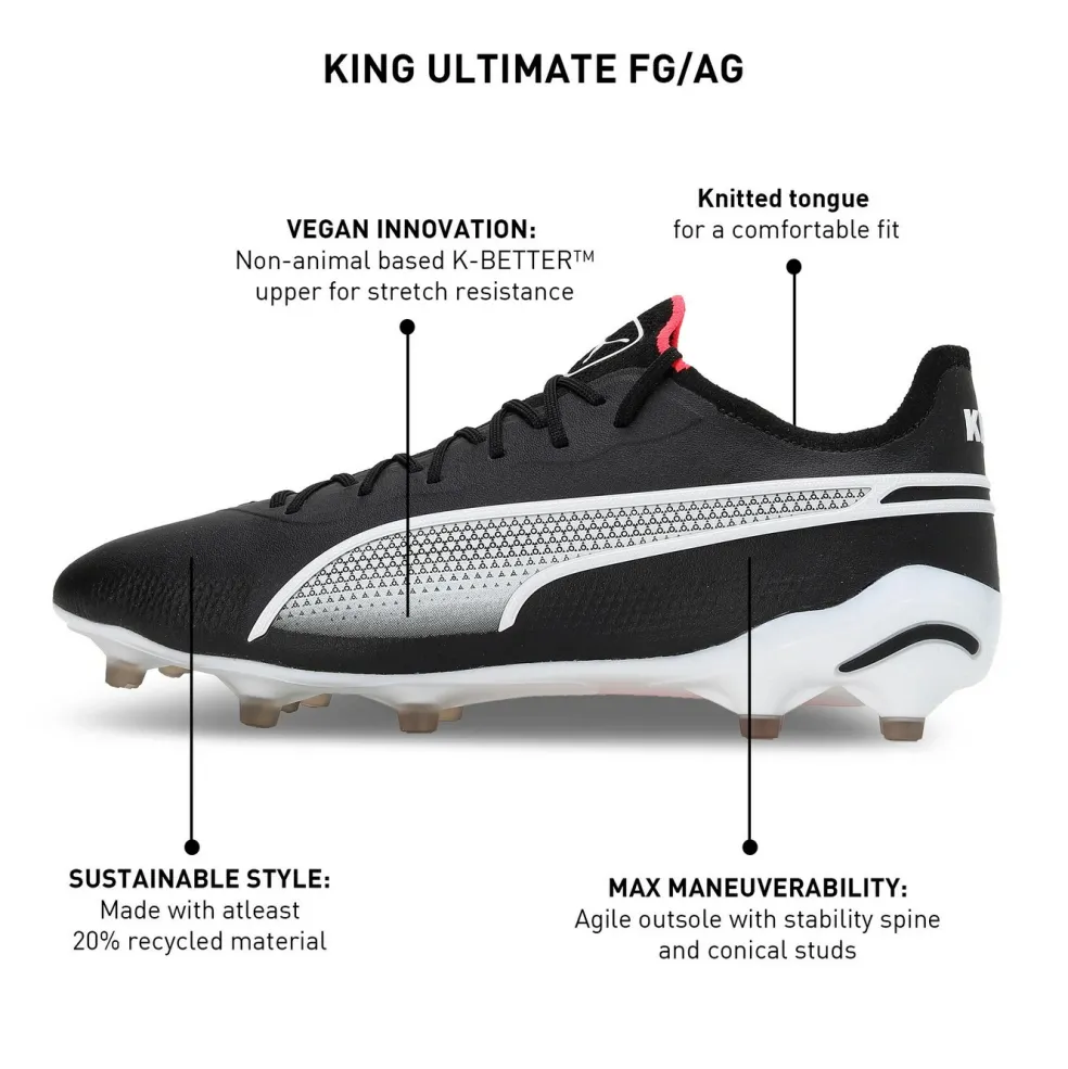Puma King Ultimate FG AG voetbalschoenen heren PUMA black PUMA white fire orchid