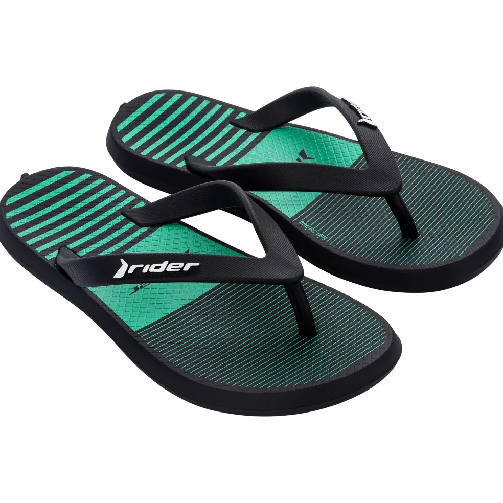 Rider R1 Style Kids slippers junior black green