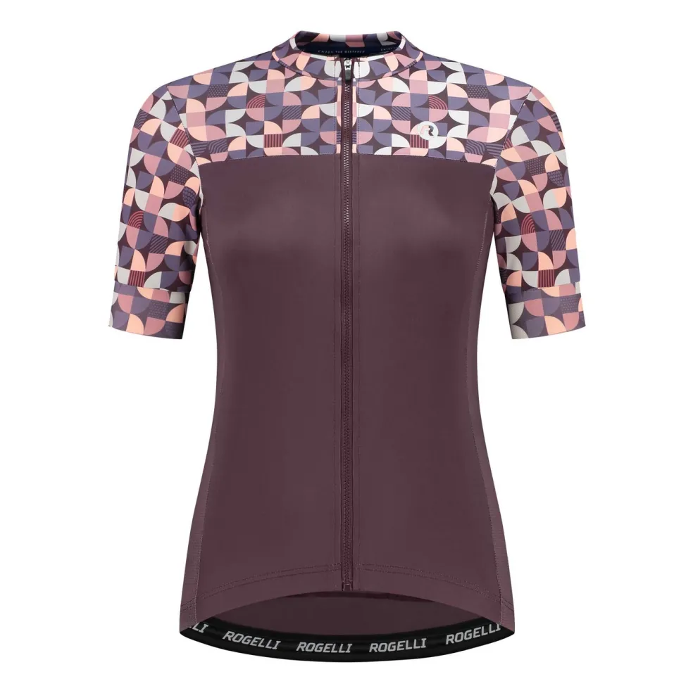 Rogelli Essential Graphic fietsshirt dames bordeaux coral