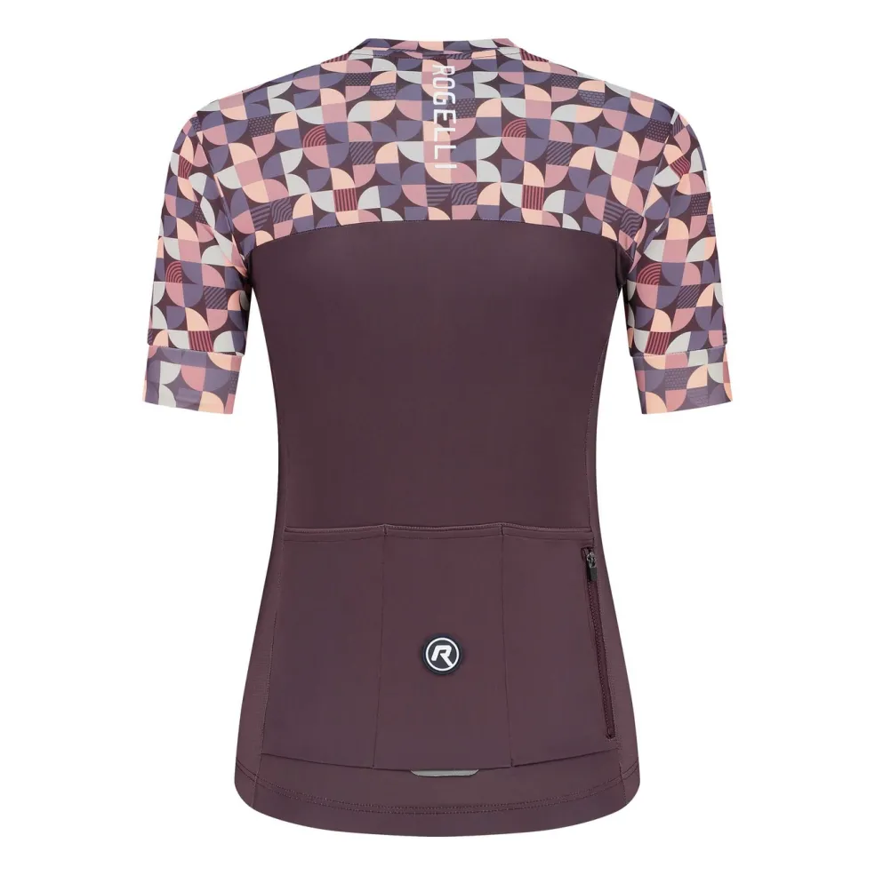 Rogelli Essential Graphic fietsshirt dames bordeaux coral