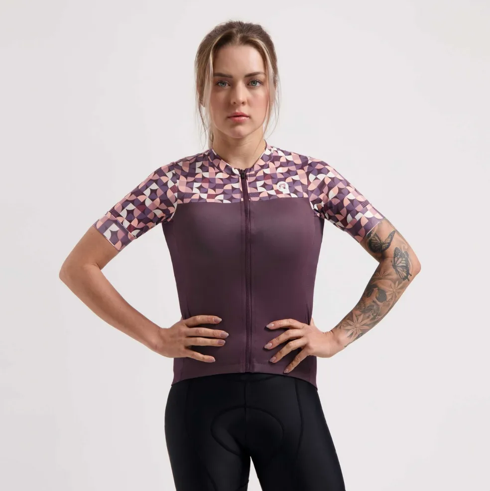 Rogelli Essential Graphic fietsshirt dames bordeaux coral