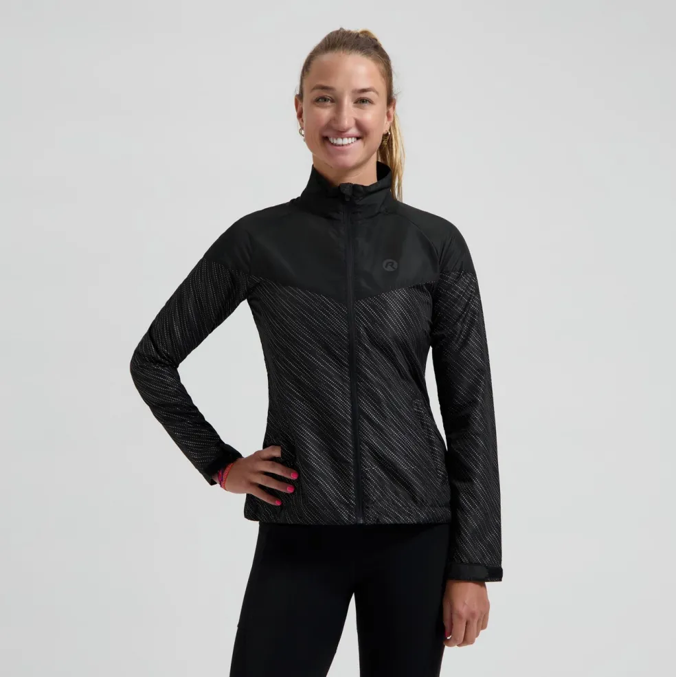 Rogelli Essential Hi Vis hardloopjack dames zwart reflection