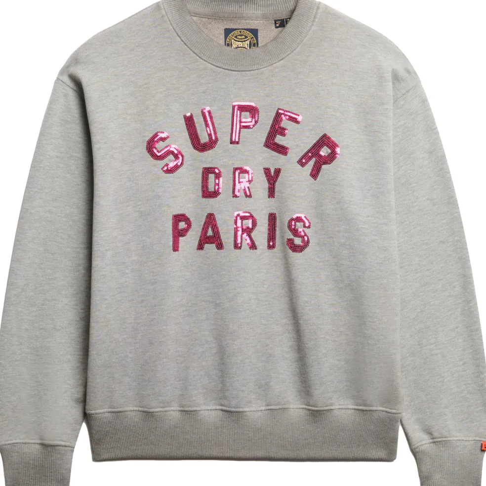 Superdry Embellished Varsity sweater dames grey marble