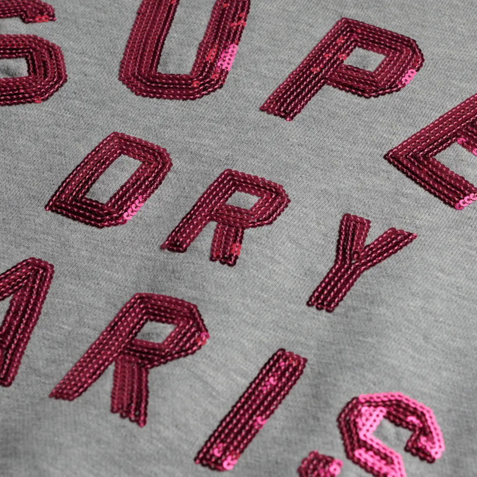 Superdry Embellished Varsity sweater dames grey marble