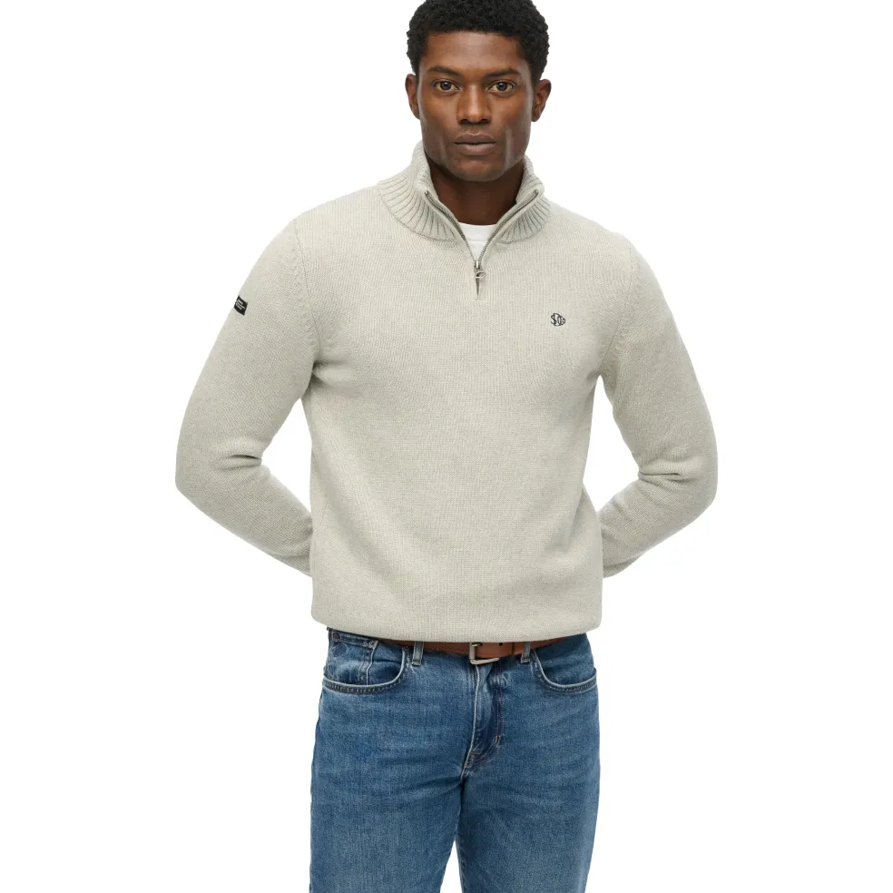 Superdry Henley sweater heren grey marl