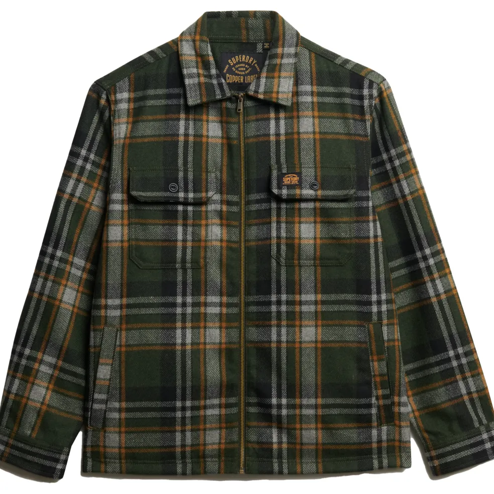 Superdry Wool Miller vest heren buckshot check olive