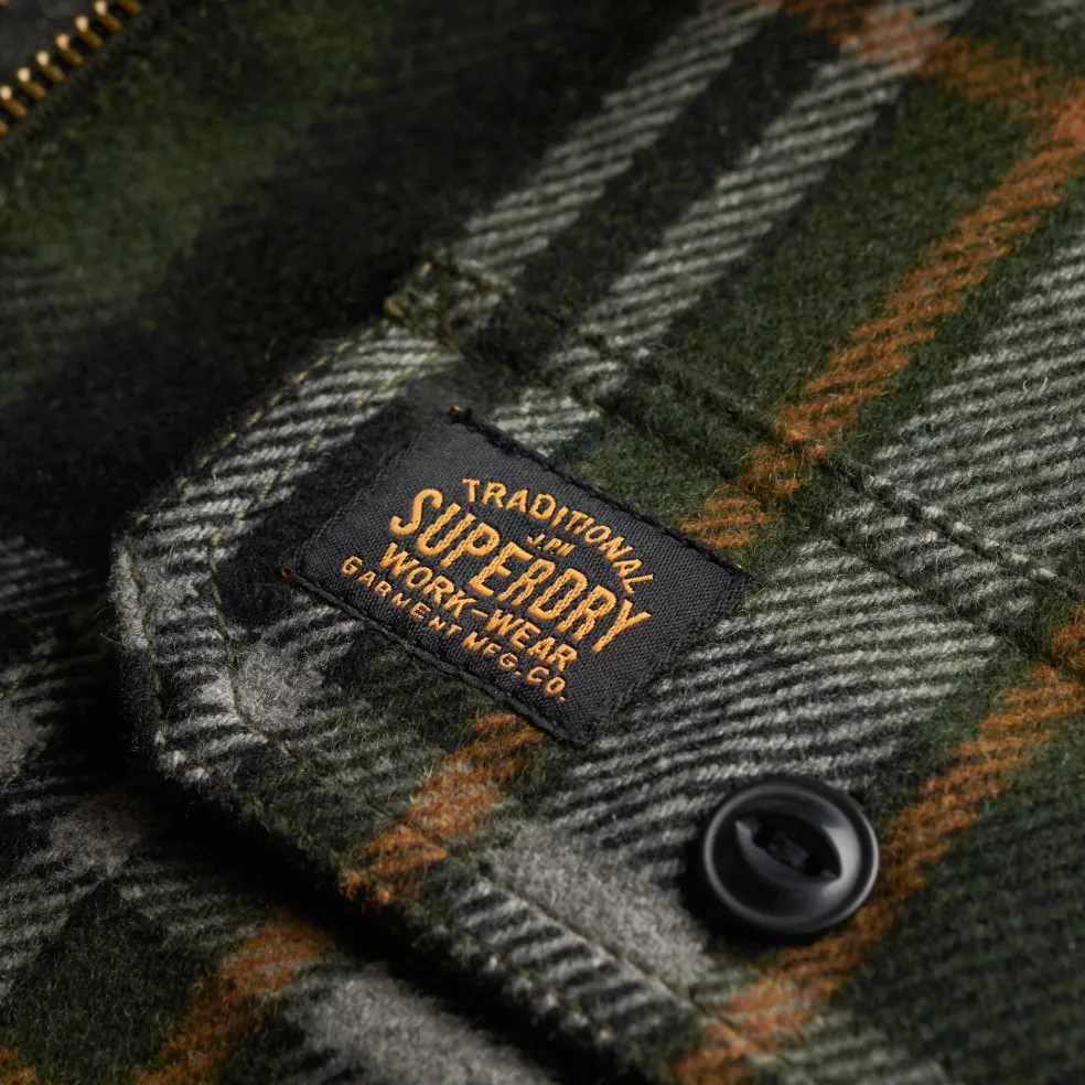 Superdry Wool Miller vest heren buckshot check olive