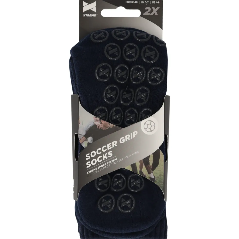 Xtreme Sockswear Grip voetbalsokken navy 2-pack