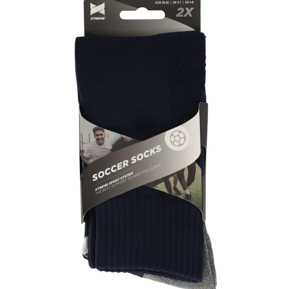 Xtreme Sockswear Pro Soccer voetbalsokken navy 2-pack